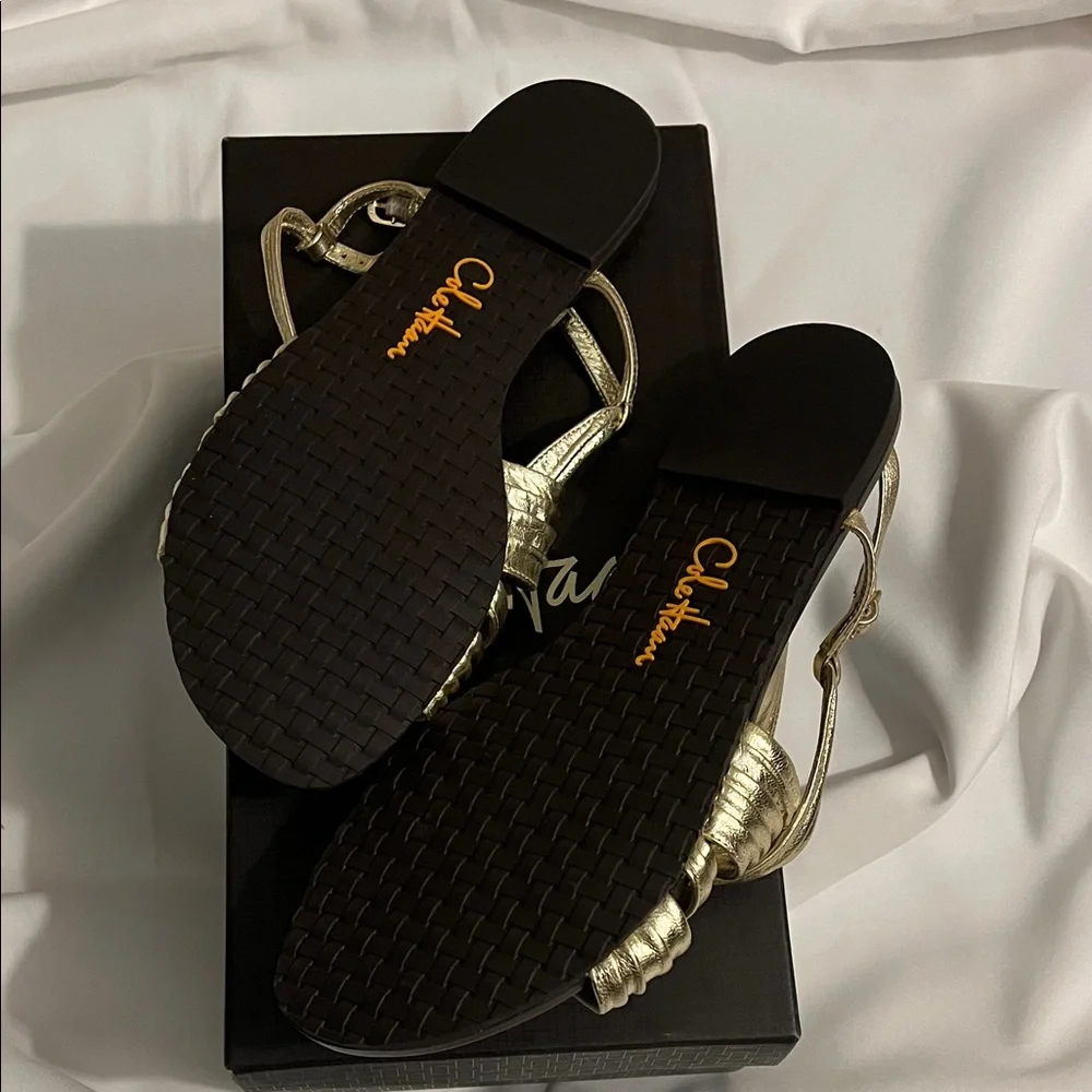 Cole Haan Gold Strappy Sandals - Picture 3 of 5